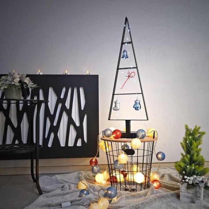 Weihnachtsbaum aus Metall Christbaum Tannenbaum Deko Baum Kunstbaum Loft Schwarz Weiß Gold (Schwarz, 85cm)