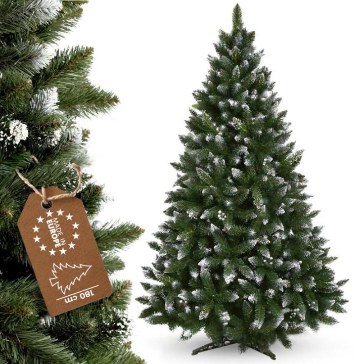 Diamantgrenen met zilveren bolletjes en rijp, kerstboom 180 van pvc-folie, kunstkerstboom met 385 takken, dennenboom met kunststof standaard, diameter ca. 110 cm (sneeuwvlok 180 cm