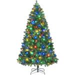Kunstkerstboom met ledverlichting, 183 cm, met 300 meerkleurige en warmwitte lampen, 9 lichtmodi, kerstboom met 818 takken en opvouwbare metalen standaard, groen