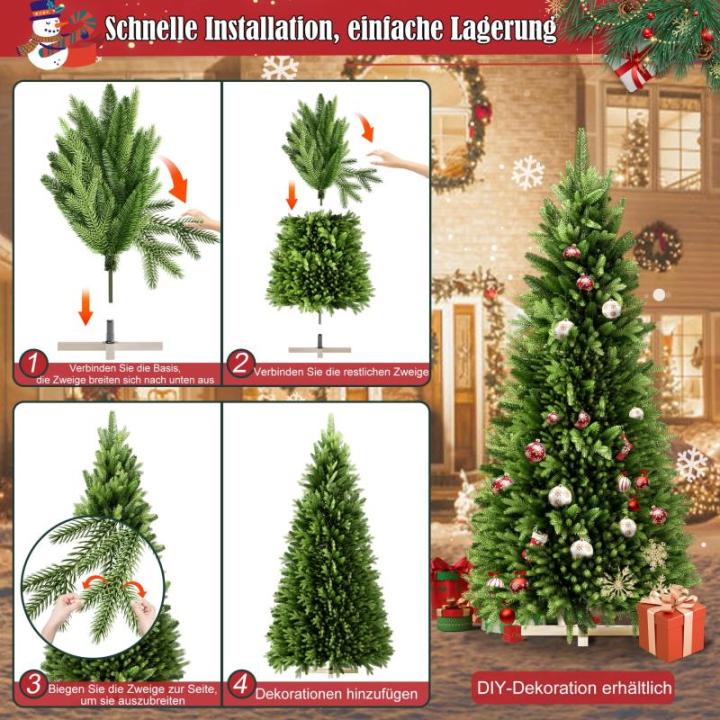 Kunstkerstboom 150 cm premium dennenboom kunstgroen PVC, levensechte spuitgietelementen, edelspar snel op te bouwen, brandbaar, incl. kerstboomstandaard (1,5 m)