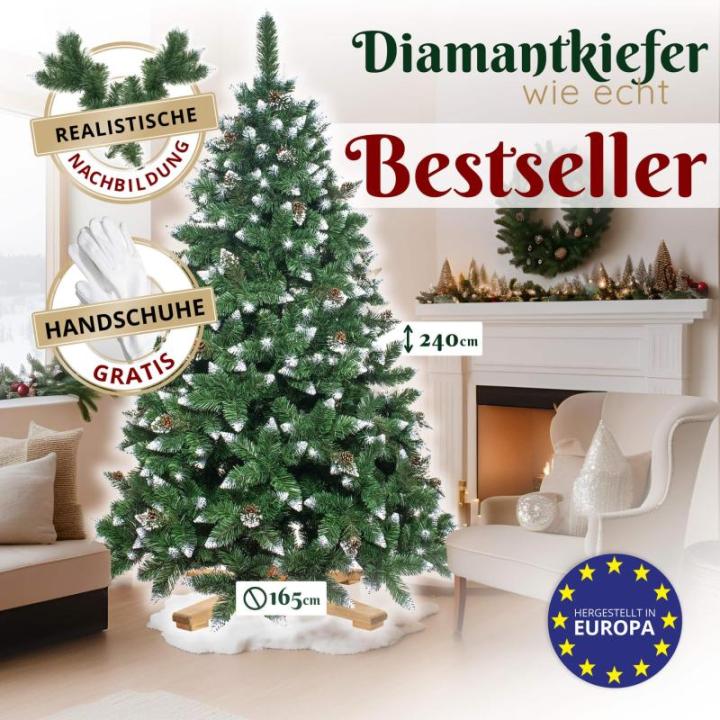 Künstlicher Weihnachtsbaum 240 cm Diamantkiefer mit Kunstschne Weihnachtsbaum Künstlich