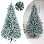Kunstkerstboom 200 cm, kunstkerstboom met 1100 takken, met rode bessen en dennenappels, voor kerstversiering