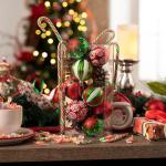 9pcs 6cm , Kerstboomballen, Elfenthema Rood Groen Wit, Kerstboomdecoratie, Uitgerust met Touw Kraftpapier Inpakpapier