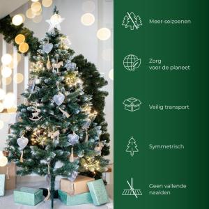 Kunstkerstboom, 180 cm, Made in EU, realistische kerstboom van pvc-folie, natuurgetrouwe kerstboom, kunstdennenboom met stevige plastic standaard, kunstdennen, Emma, 180 cm