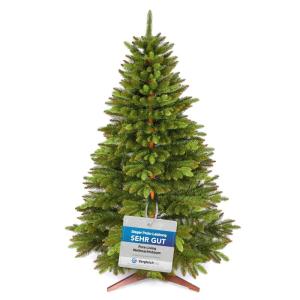 Pure Living Kunstkerstboom, 215 cm, natuurgetrouwe spuitgietelementen, kunstkerstboom met houten standaard en opbergtas