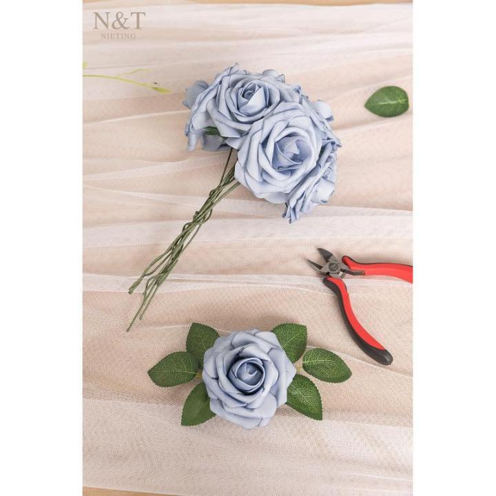 Kunstbloemen, rozen, 25 stuks, decoratieve bloemen, kunstrozen met stelen, doe-het-zelf bruidsboeketten, Valentijnsdag, Moederdag, bruiloftsfeest, babyshower, woondecoratie, stofbl