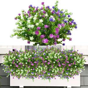 6 trossen decoratieve nepbloemen UV-bestendige  boeketten voor binnen buiten huis tuin raam veranda decoratie (type A)