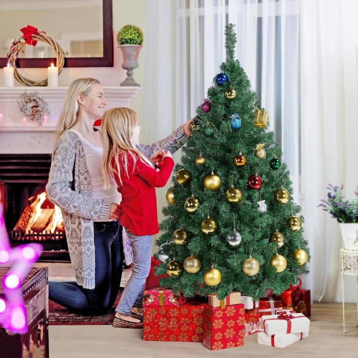 Kunstkerstboom, 154 cm, met 398 takken, opvouwbare metalen standaard, kerstboom, kunstboom voor kerstdecoratie, groen