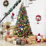 Kunstkerstboom met ledverlichting, 183 cm, met 300 meerkleurige en warmwitte lampen, 9 lichtmodi, kerstboom met 818 takken en opvouwbare metalen standaard, groen