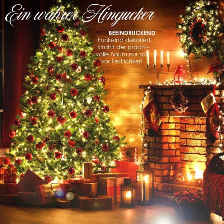 Kunstkerstboom, 180 cm met 588 takpunten, dennenboom, kunstmatige edelspar snel op te bouwen, incl. kerstboomstandaard, kerstdecoratie - groen 1,8 m