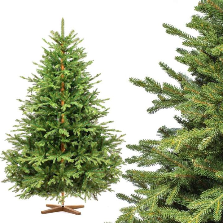 Kunstkerstboom 180 cm Alpentanne Premium met houten kerstboomstandaard | kunstkerstboom met natuurgetrouwe spuitgietelementen | Made in EU |
