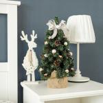 Kunstmatige Xmas Tree Gedecoreerd Taupe | Afmeting 40 cm | Kleine Kegel | voor Tafel Bureau | Binnen Buiten | Decoratie Cadeau