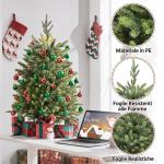 91 cm mini-kunstkerstboom met 143 takken en cementbasis, mini-tafelblad, dennenboom, moeilijk ontvlambaar, tafelkerstboom, klein, voor kerstdecoratie, groen