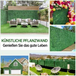 12 stuks kunstklimop voor de tuin, inkijkbescherming, 60 x 40 cm, wand met schaduwnet, kunstmatige heg, klimop, inkijkbescherming, uv-bescherming, voor balkon, tuinheggen