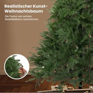 Künstlicher Weihnachtsbaum Tannenbaum, 100% Neue PE Christbaum, 180cm Tannenbaum mit 1100 Kuppe Spitzer Weihnachtsbäume mit Metallstand Weihnachtsdeko