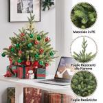 61 cm mini-kunstkerstboom met 62 takken en cementbasis, mini-tafelblad, dennenboom, moeilijk ontvlambaar, tafelkerstboom, klein, voor kerstdecoratie, groen