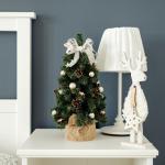 Kunstmatige Xmas Tree Gedecoreerd Taupe | Afmeting 40 cm | Kleine Kegel | voor Tafel Bureau | Binnen Buiten | Decoratie Cadeau
