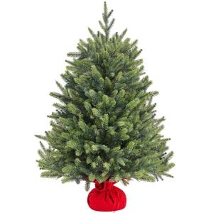 91 cm mini-kunstkerstboom met 143 takken en cementbasis, mini-tafelblad, dennenboom, moeilijk ontvlambaar, tafelkerstboom, klein, voor kerstdecoratie, groen