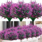 voor buiten, 12 bundels lavendel, , weerbestendige balkonplanten, kunstplanten, struiken voor buiten, binnen, balkon, balkonbak, bloembak, fuchsia