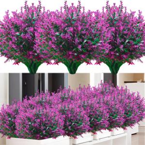 voor buiten, 12 bundels lavendel, , weerbestendige balkonplanten, kunstplanten, struiken voor buiten, binnen, balkon, balkonbak, bloembak, fuchsia