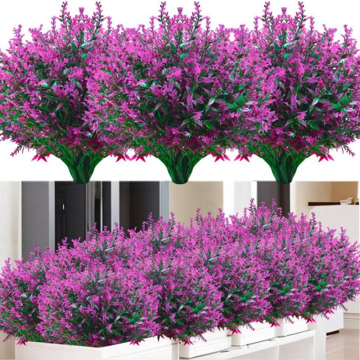 voor buiten, 12 bundels lavendel, , weerbestendige balkonplanten, kunstplanten, struiken voor buiten, binnen, balkon, balkonbak, bloembak, fuchsia