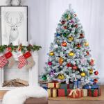Kunstkerstboom met sneeuw, 183 cm (diameter ca. 120 cm) met ca. 820 takken, dennenboom met sneeuw, incl. metalen kerstboomstandaard, snel op te bouwen, inklapsysteem, boom voor Ker