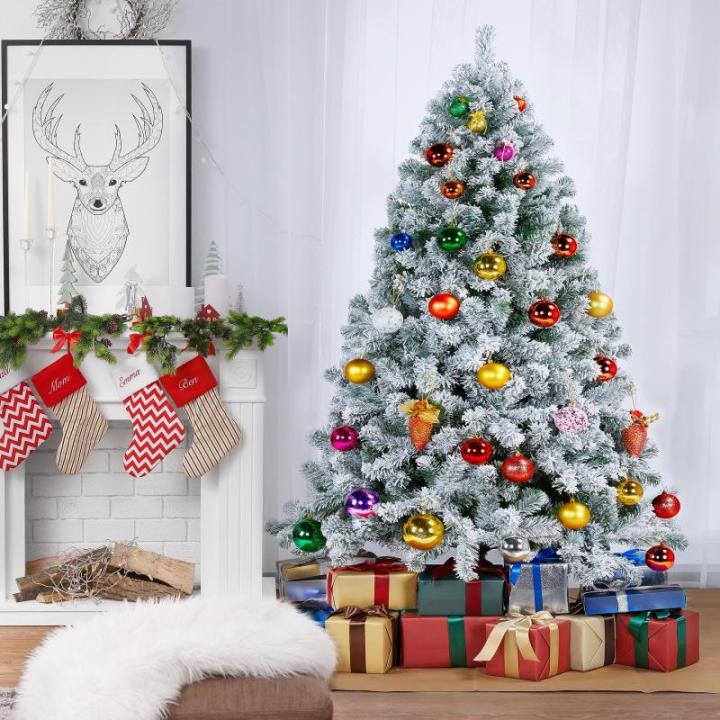 Kunstkerstboom met sneeuw, 183 cm (diameter ca. 120 cm) met ca. 820 takken, dennenboom met sneeuw, incl. metalen kerstboomstandaard, snel op te bouwen, inklapsysteem, boom voor Ker