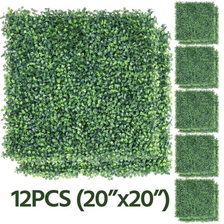 12 stuks plantenwand, klimop, inkijkbescherming, uv-bescherming, 50 x 50 cm, uv-bescherming, , heggenplanten, windbescherming, decoratie voor muur, balkon, tuin, groen