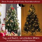 Kunstkerstboom, verlichte led-kerstboom, 180 cm, met 1180 PE-pvc-punten en metalen standaard, 360 warme ledlampen en 8 lichtmodi, snelle montage met klapsysteem en houten standaard