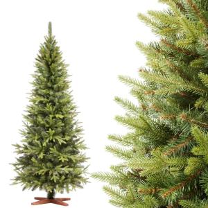 Nordmann Slim Premium Kunstkerstboom, 180 cm, houten dennenboom, Made in EU, kunstkerstboom met natuurgetrouwe spuitgietelementen