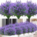 voor buiten, 12 bundels lavendel, , UV-bestendige balkonplanten, kunstplanten, struiken voor buiten, binnen, balkon, balkonbak, bloembak, lila