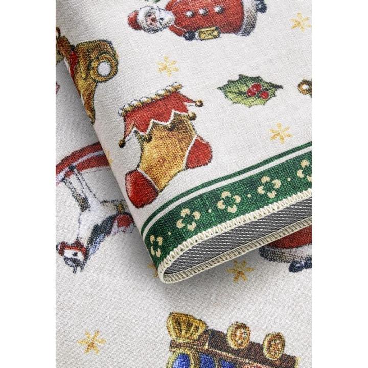 Design tapijt Nostalgic - Toy's Delight - kerstboomdeken, kerstboom en kerstboom loper voor woonkamer, slaapkamer, eetkamer, hal - groen multikleuren, 80x200 cm
