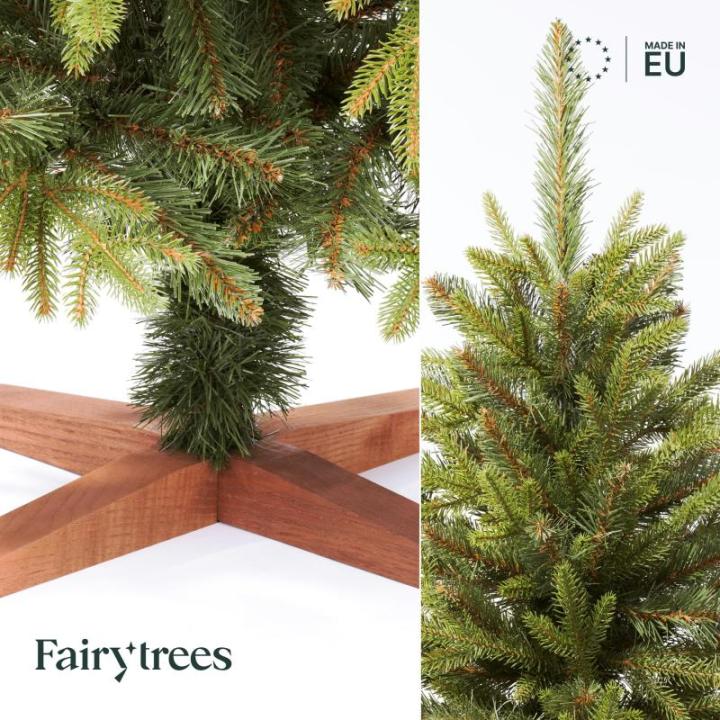 Nordmann Slim Premium Kunstkerstboom, 150 cm, houten dennenboom, Made in EU, kunstkerstboom met natuurgetrouwe spuitgietelementen