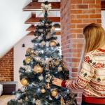 Realistische Kunstmatige Kerstboom Fir Xmas Tree | Afmetingen: 220 cm | Opvouwbare Vakantie Decor | Diepgroene Dichte Takken Stabiele Stand | Binnen & Buiten