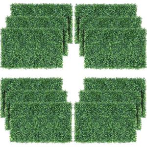 12 stuks kunstklimop voor de tuin, inkijkbescherming, 60 x 40 cm, wand met schaduwnet, kunstmatige heg, klimop, inkijkbescherming, uv-bescherming, voor balkon, tuinheggen
